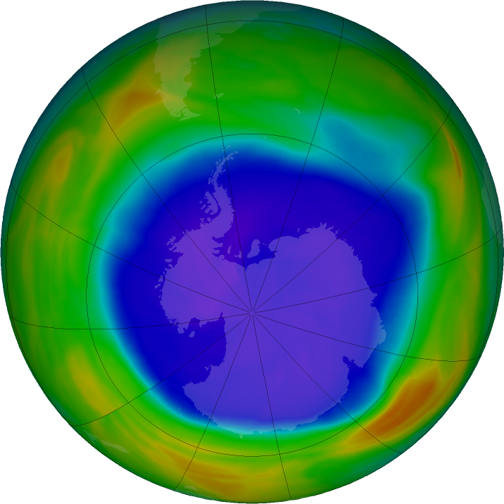 Antarctic ozone map for 18 September 2018
